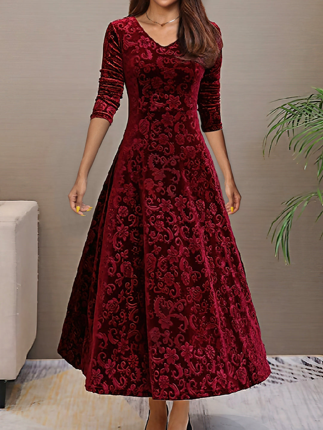 Calla | Robe midi cintrée et évasée