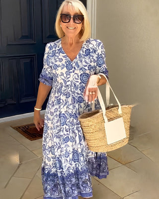 Keisha | Robe à motif floral avec décolleté en V élégant