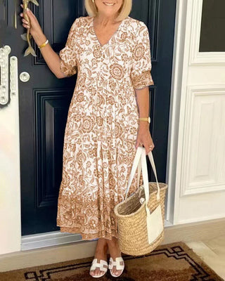 Keisha | Robe à motif floral avec décolleté en V élégant