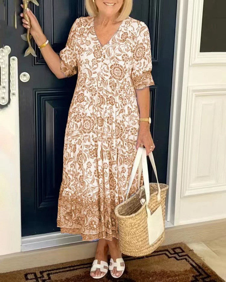 Keisha | Robe à motif floral avec décolleté en V élégant