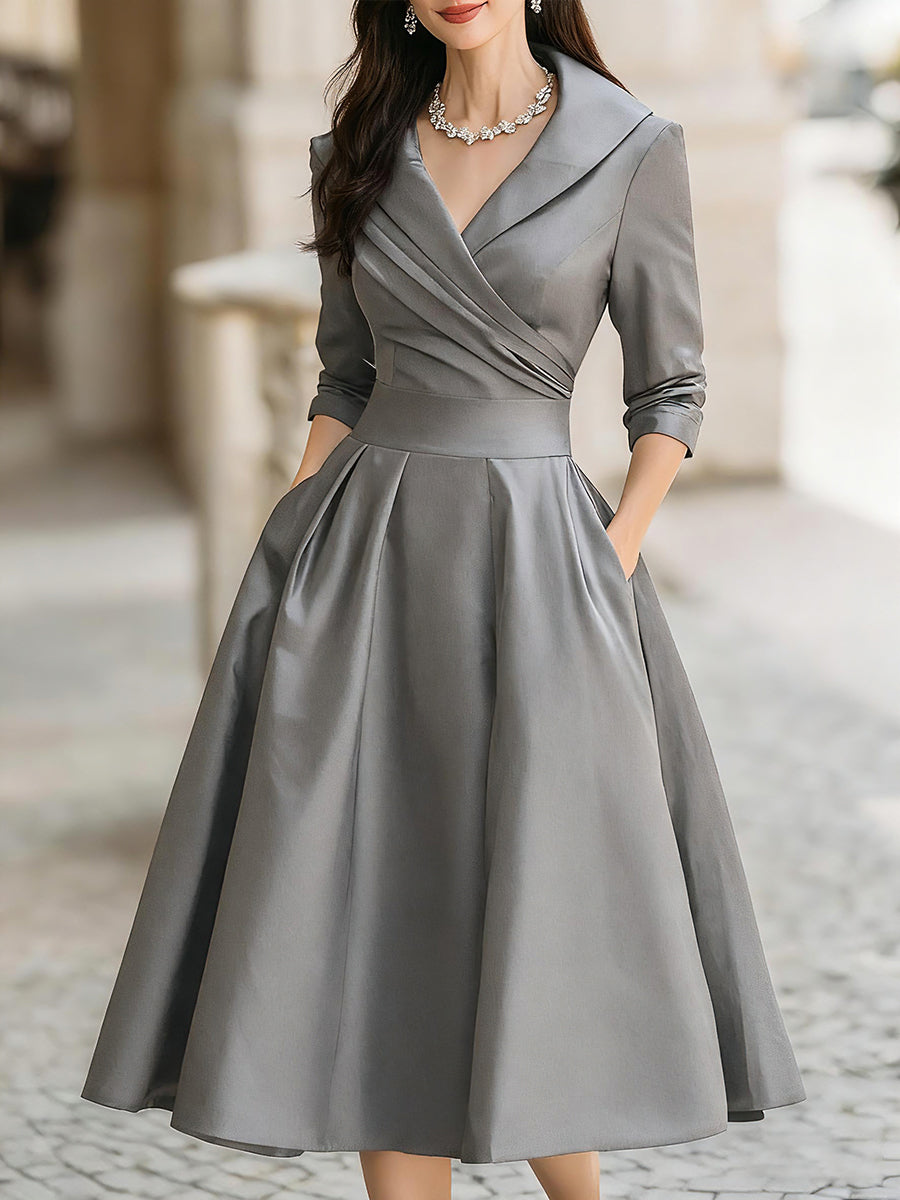 Dharmay | Robe midi élégante à manches longues
