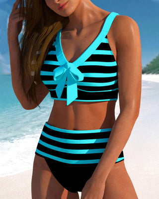 Laluna® | Bikini rayé taille haute
