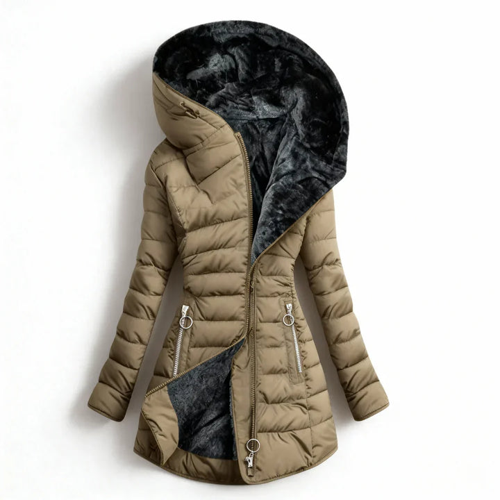 Marian | Manteau d'hiver ajusté avec capuche en fourrure