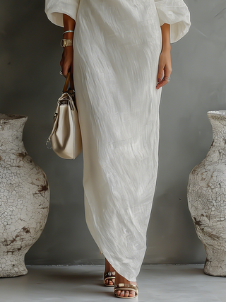 Robe en Lin Écrue Sans Épaules