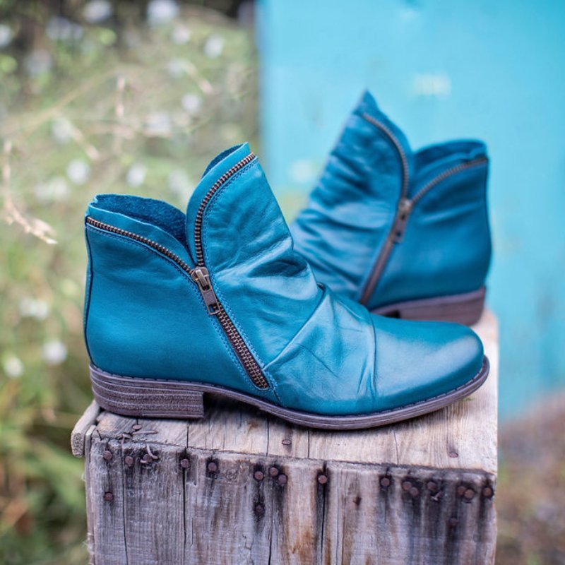 Renae | Bottes en Cuir avec Fermeture Éclair