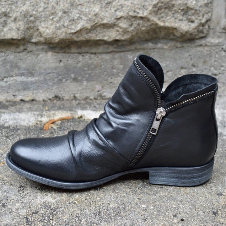 Renae | Bottes en Cuir avec Fermeture Éclair