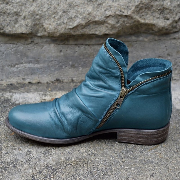 Renae | Bottes en Cuir avec Fermeture Éclair