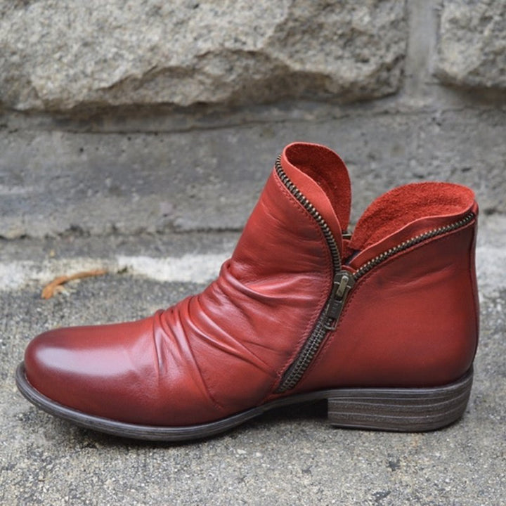 Renae | Bottes en Cuir avec Fermeture Éclair