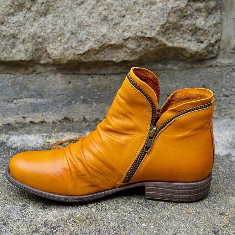 Renae | Bottes en Cuir avec Fermeture Éclair