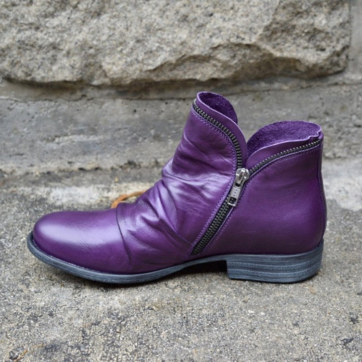 Renae | Bottes en Cuir avec Fermeture Éclair