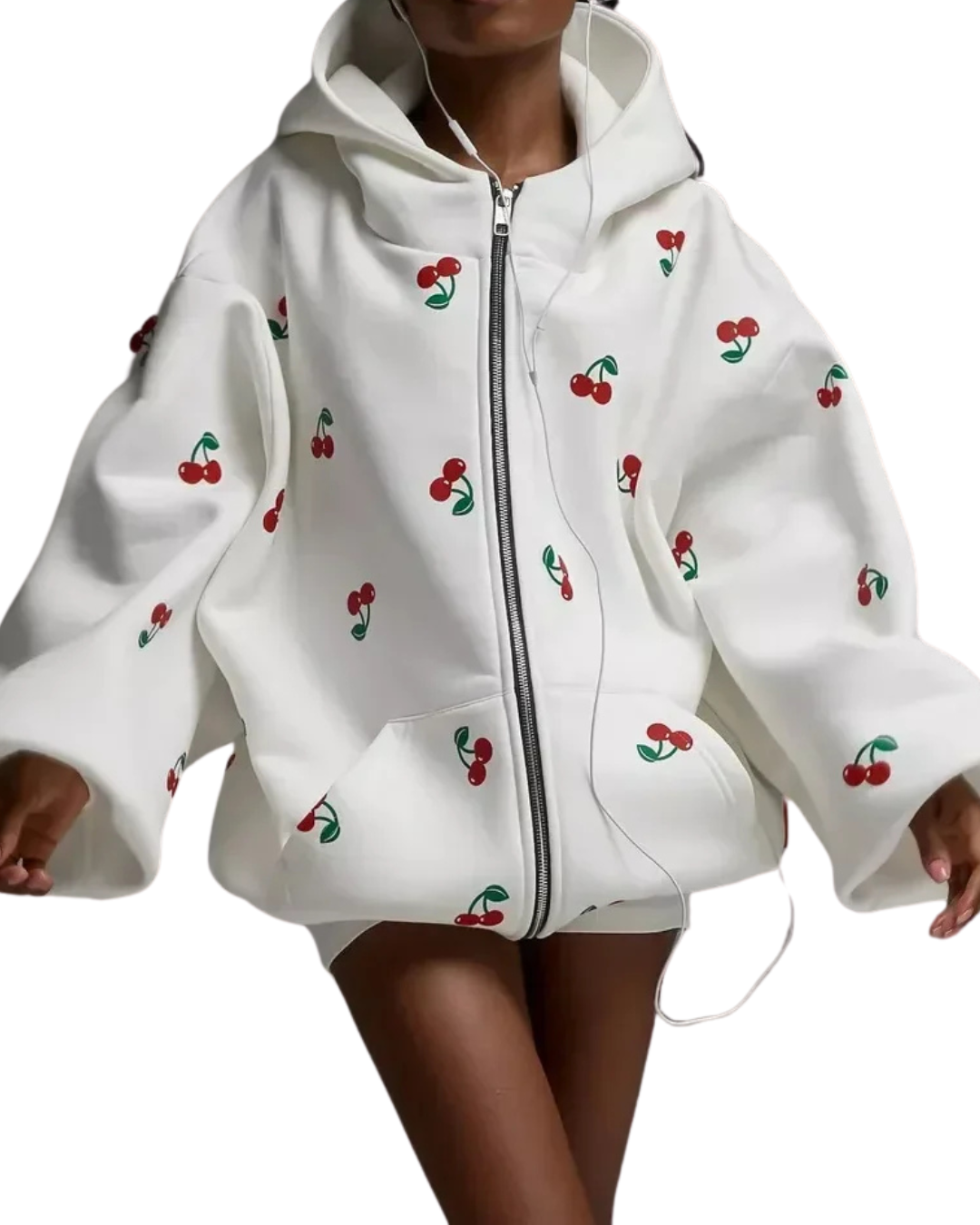 Cornelia | Veste blanche avec motif cerise