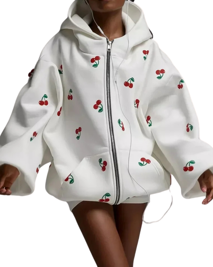 Cornelia | Veste blanche avec motif cerise