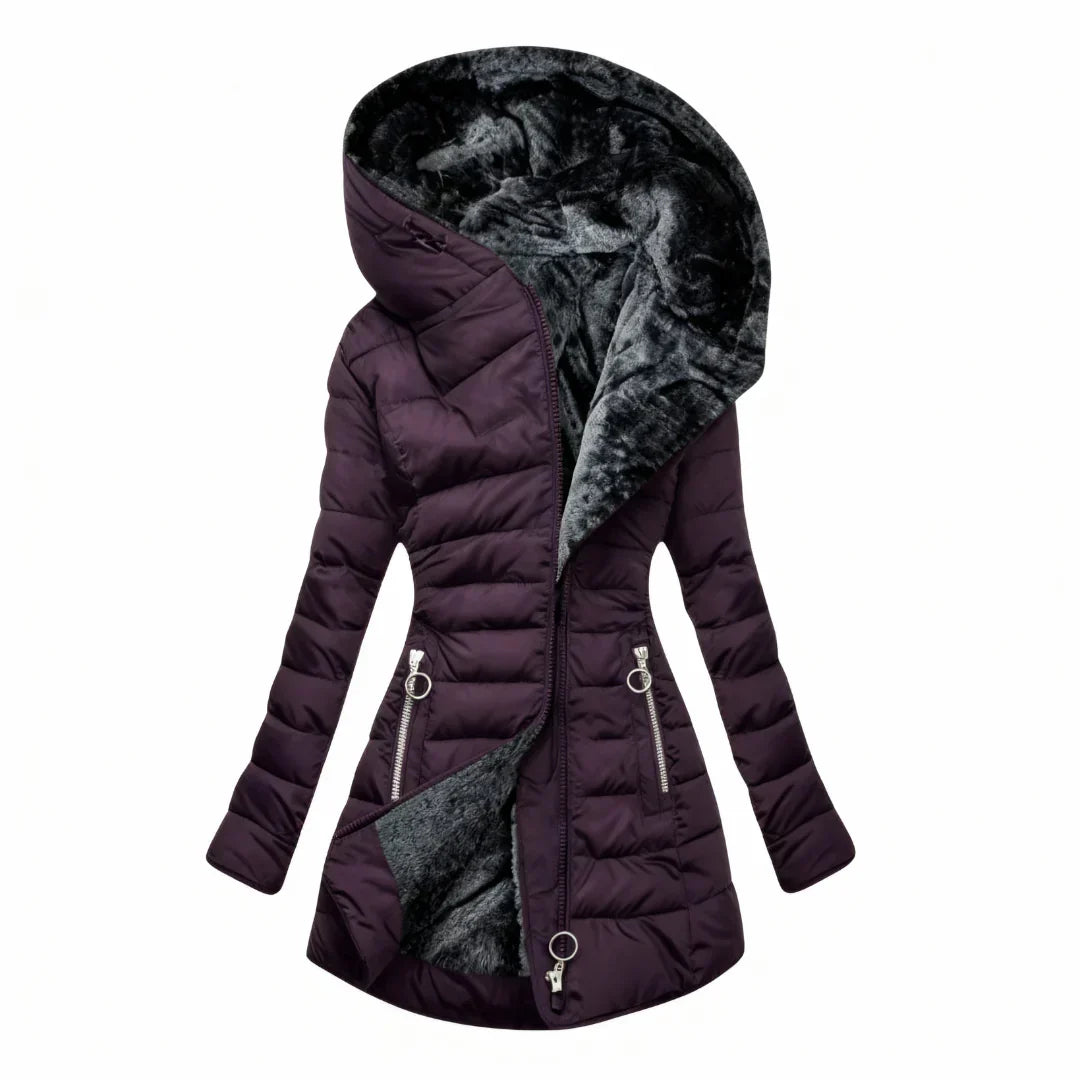 Marian | Manteau d'hiver ajusté avec capuche en fourrure