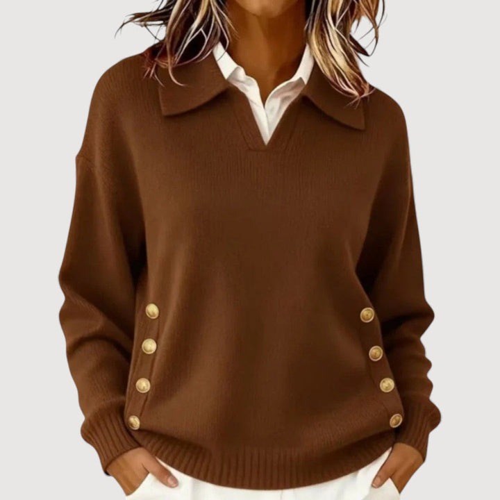 Marla | Pull en tricot avec décolleté en V et col