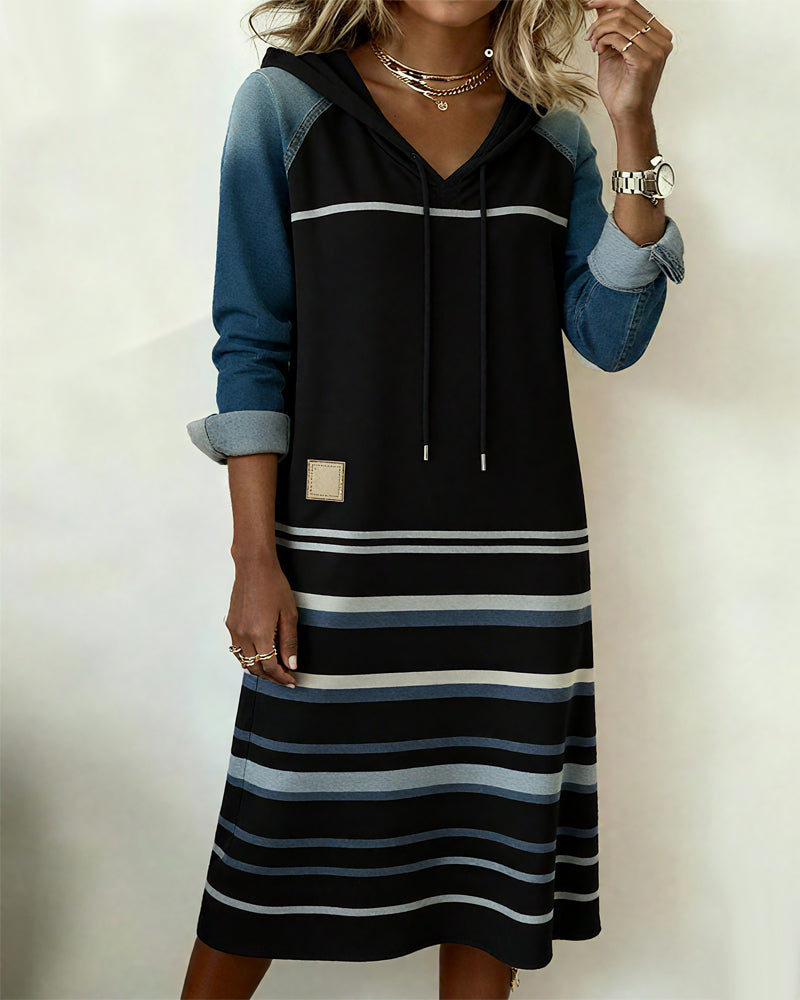 Rosanne | Robe pull rayée avec capuche