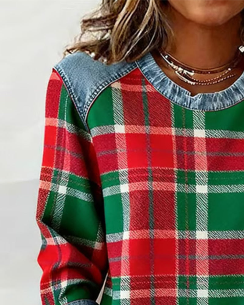 Perle | Sweat-shirt à carreaux décontracté