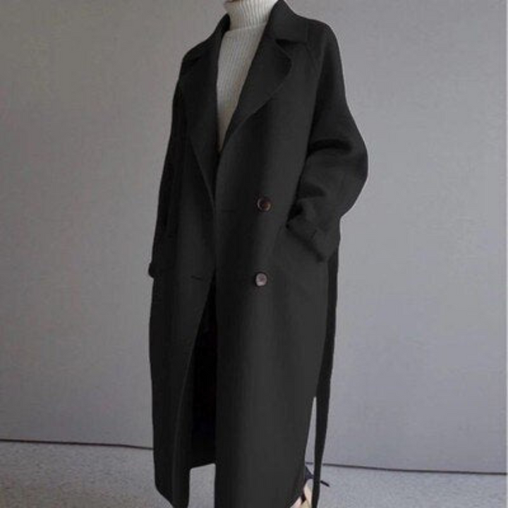 Jauceline | Manteau long en laine d'hiver avec ceinture