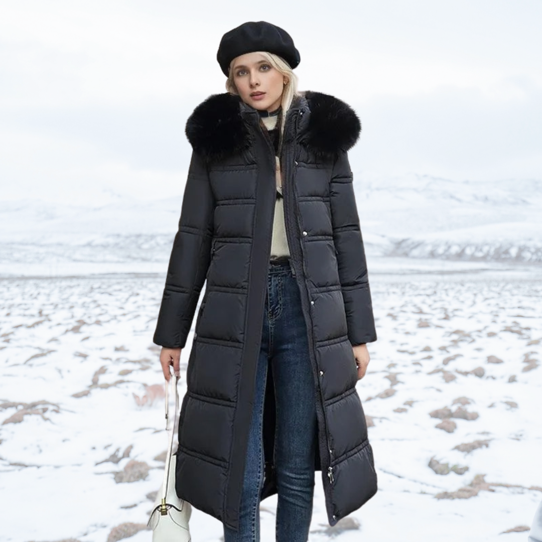 Jamaïque | Manteau d'hiver long avec capuche en fourrure