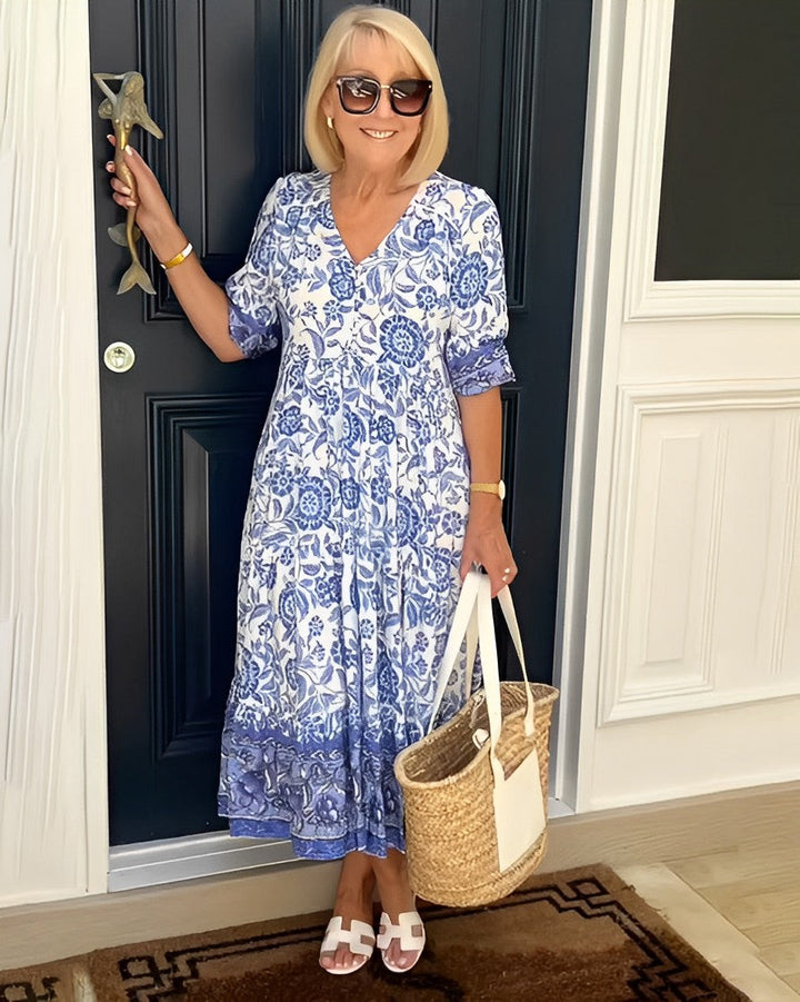 Keisha | Robe à motif floral avec décolleté en V élégant