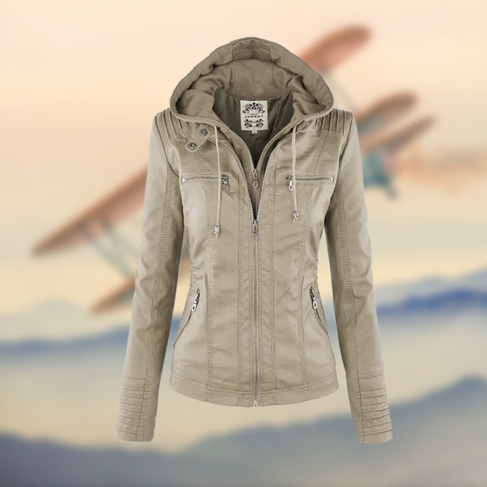 Corina | Veste en simili cuir avec capuche