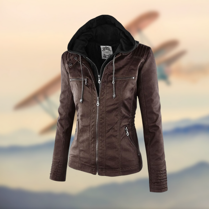 Corina | Veste en simili cuir avec capuche