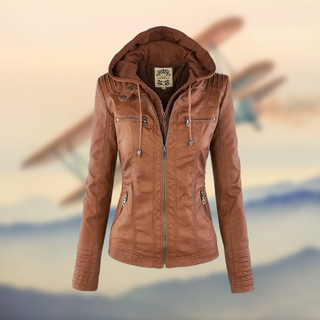 Corina | Veste en simili cuir avec capuche