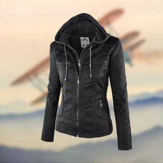 Corina | Veste en simili cuir avec capuche