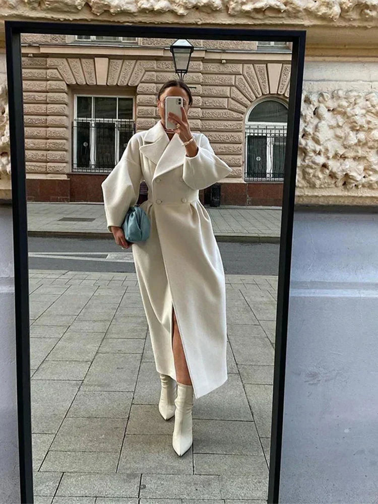 Calista | Manteau en laine blanc pour l'hiver
