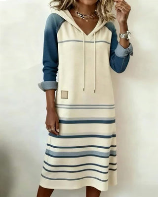 Rosanne | Robe pull rayée avec capuche