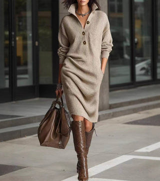 Pensée | Robe pull midi tricotée