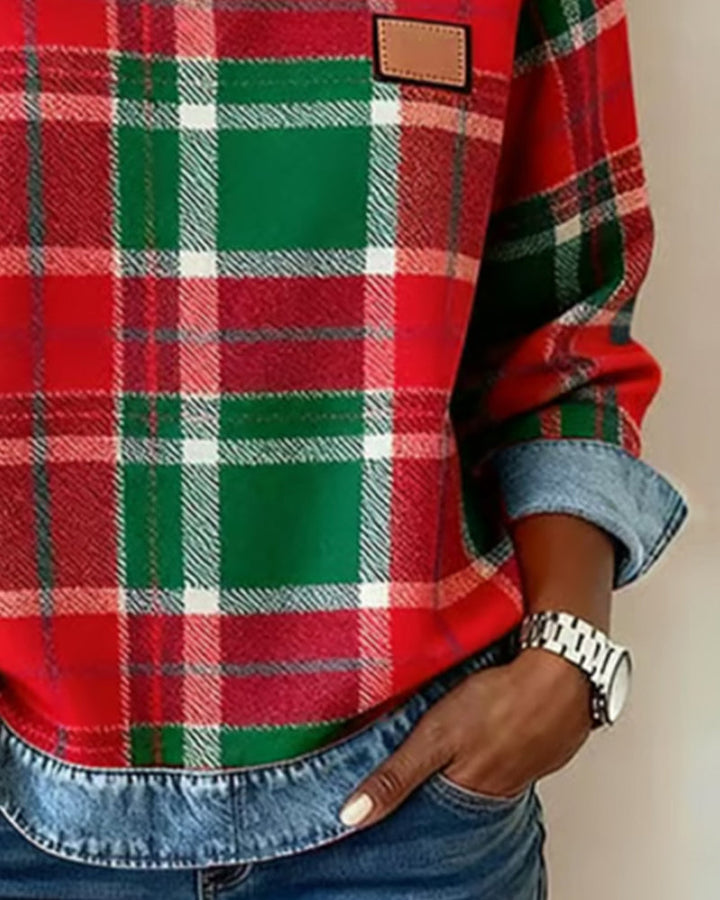 Perle | Sweat-shirt à carreaux décontracté
