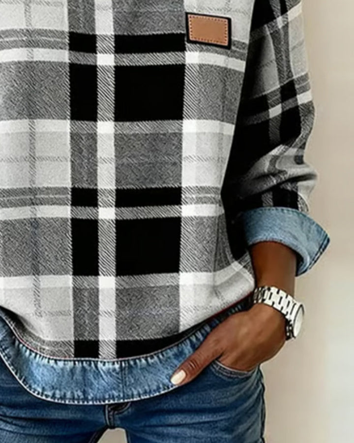 Perle | Sweat-shirt à carreaux décontracté