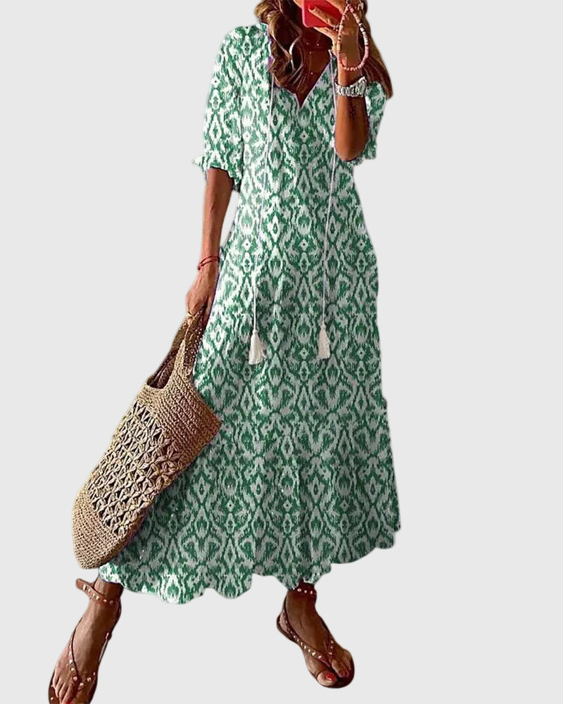 Amalia | Robe Maxikleid Vintage Boho d'Été