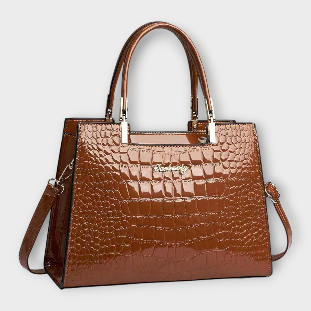 Olivia - Sac à main en cuir crocodile brillant