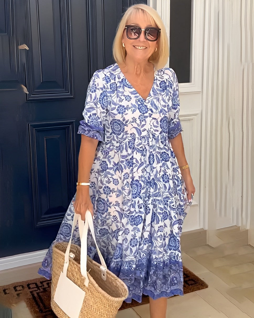 Keisha | Robe à motif floral avec décolleté en V élégant