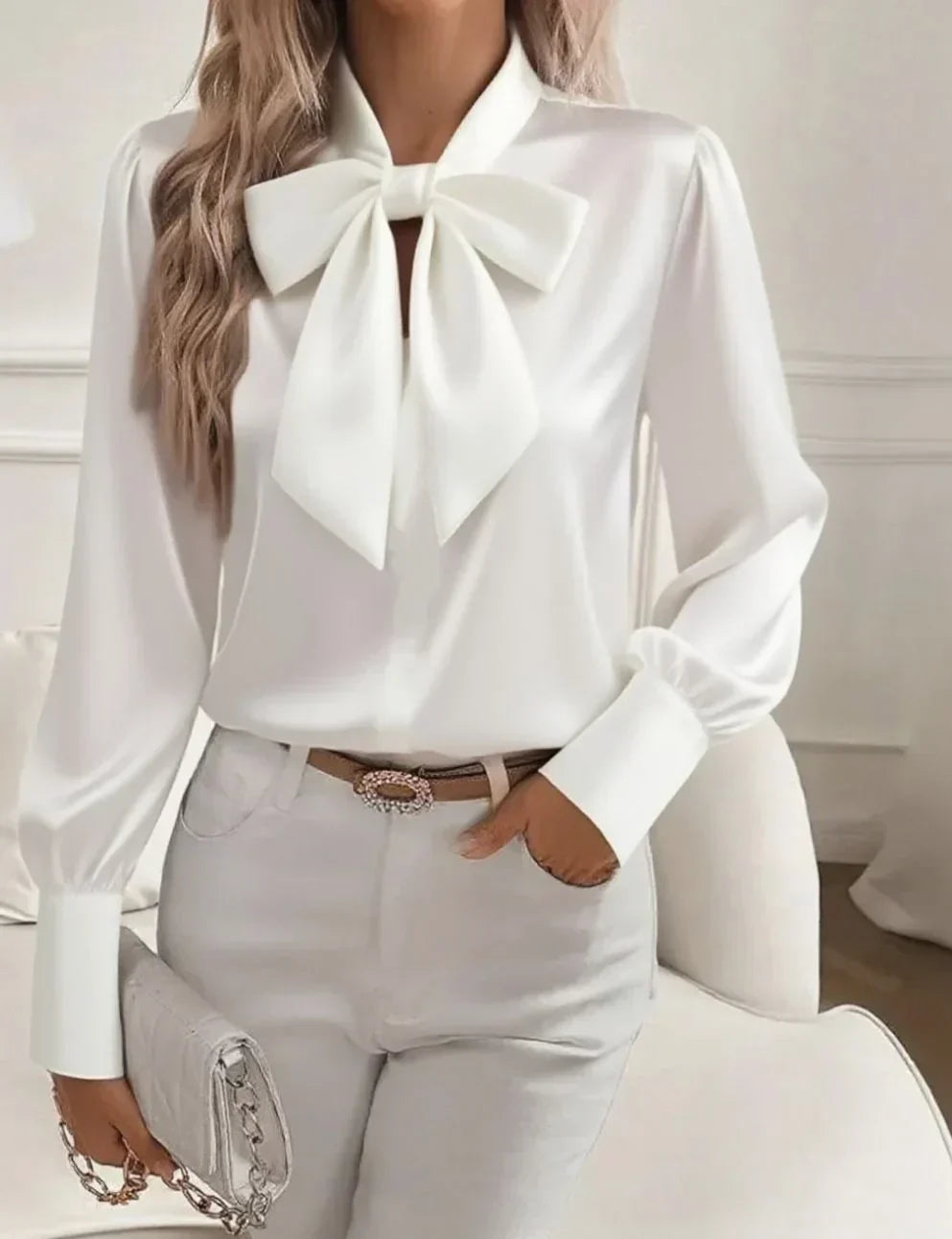 Michelle | Blouse à manches longues avec nœud