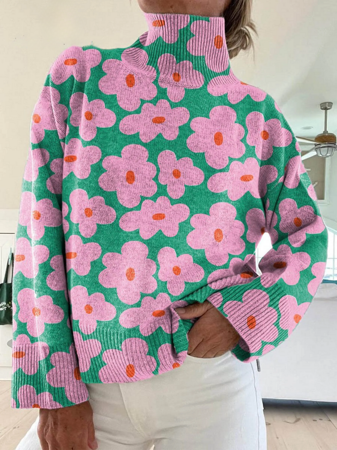 Angel | Pull à col roulé avec motif floral