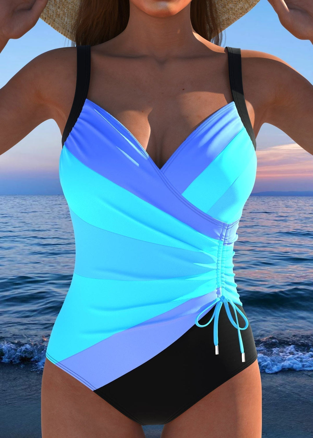 Maillot de bain enveloppant luxueux avec imprimé coloré