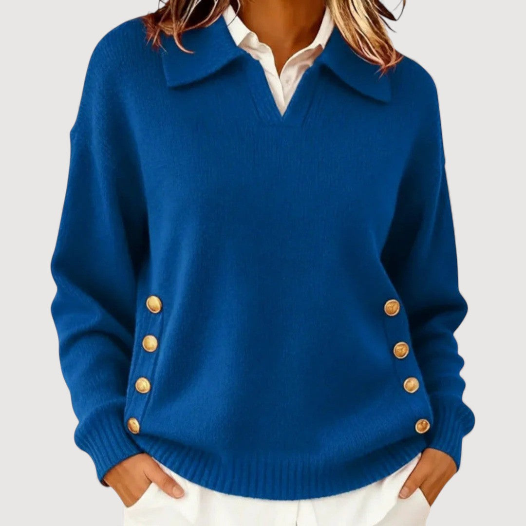 Marla | Pull en tricot avec décolleté en V et col