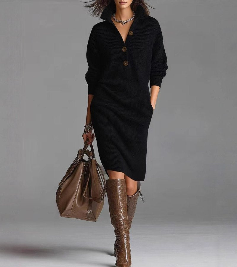 Pensée | Robe pull midi tricotée