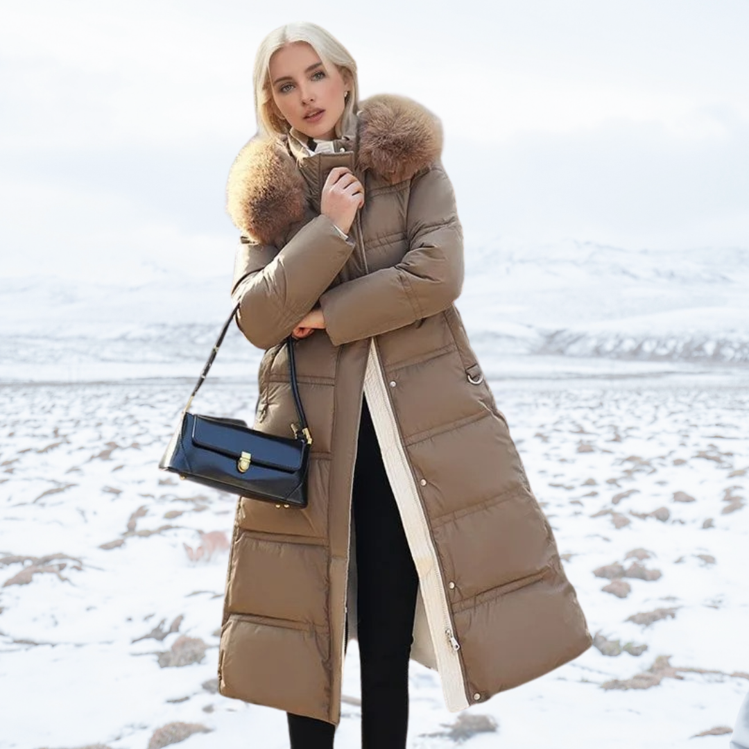 Jamaïque | Manteau d'hiver long avec capuche en fourrure