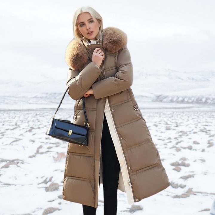 Jamaïque | Manteau d'hiver long avec capuche en fourrure