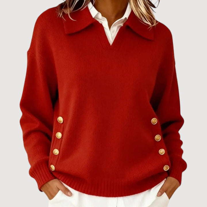Marla | Pull en tricot avec décolleté en V et col