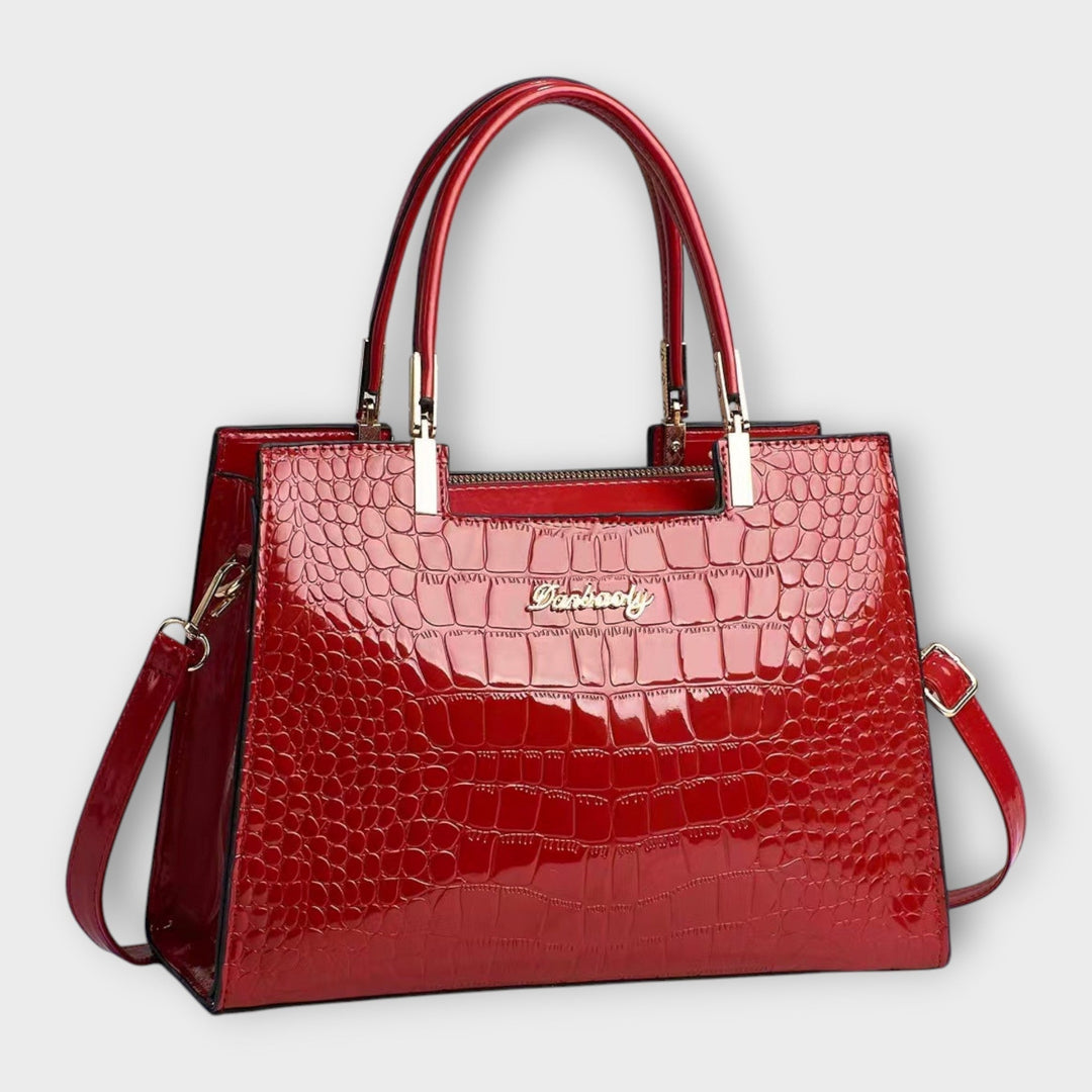Olivia - Sac à main en cuir crocodile brillant