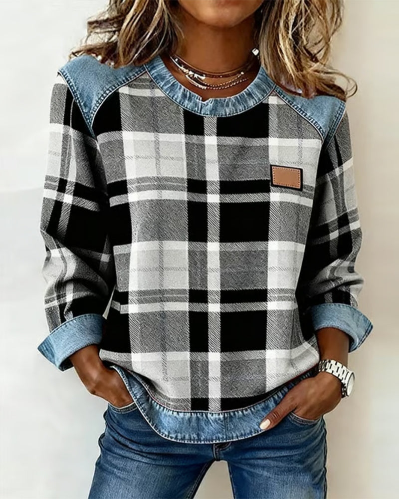Perle | Sweat-shirt à carreaux décontracté