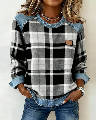 Perle | Sweat-shirt à carreaux décontracté