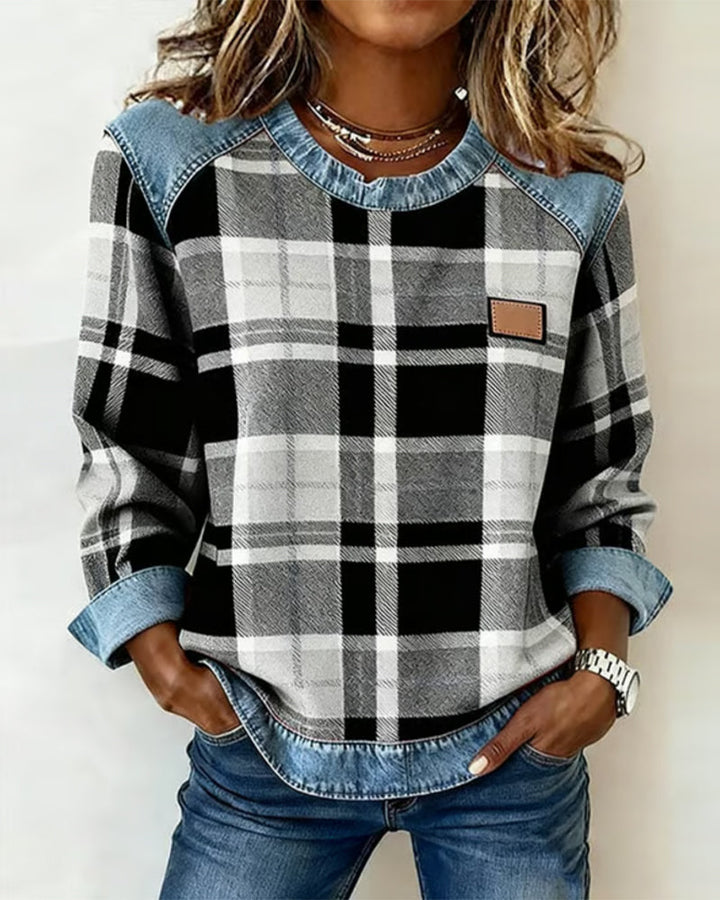 Perle | Sweat-shirt à carreaux décontracté
