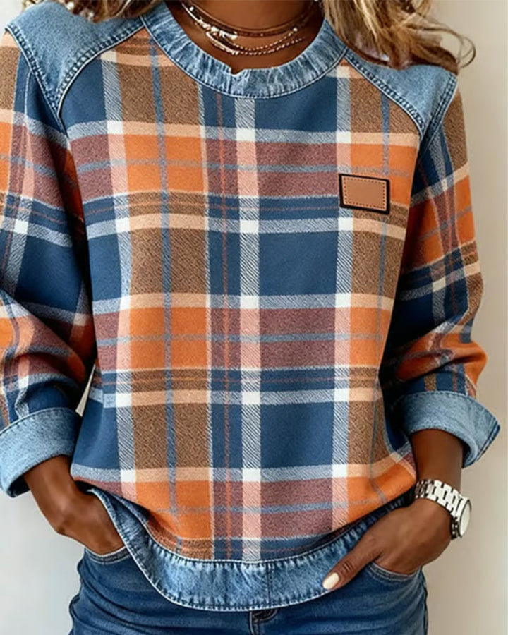 Perle | Sweat-shirt à carreaux décontracté