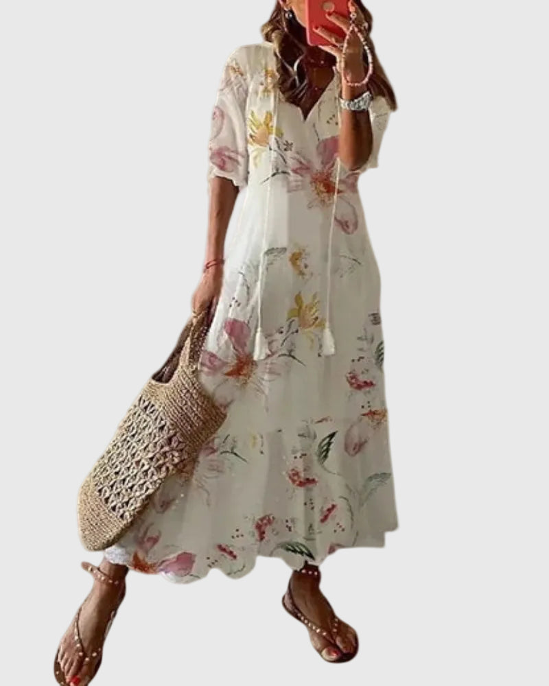 Amalia | Robe Maxikleid Vintage Boho d'Été