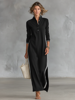 Robe Maxi Sweat Col Boutonné
